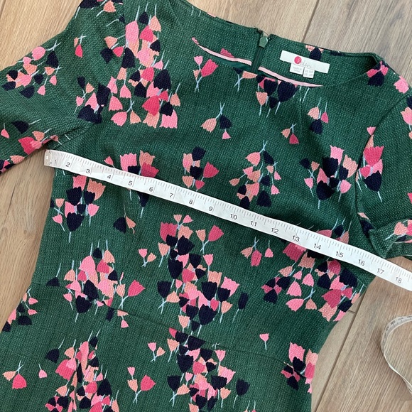 Boden Fleur Fitted Dress Hunter Green Tulip 6r - Picture 6 of 9